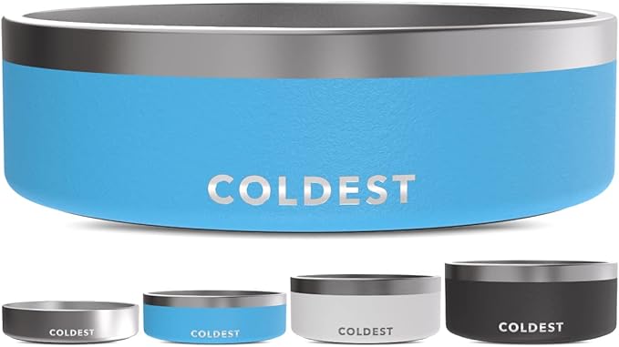 Coldest Dog Bowl - Anti Rust Metal, Non Slip, 3 Layers Insulated Stainless Steel Dog Bowls - Spill Proof & Heavy Duty - Water Bowl for Dogs, Cats & Pets, Dish Washer Safe (42 oz, Celestial Blue)