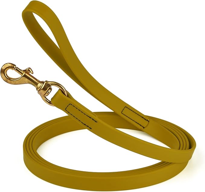 Viper Biothane K9 Working Dog Leash Waterproof Lead for Tracking Training Schutzhund Odor-Proof Long Line with Solid Brass Snap for Puppy Medium and Large Dogs, 33ft Treasure Gold
