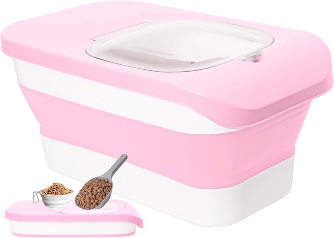 10-13 Lbs Dog Food Container, Collapsible Pet Food Storage Containers with Airtight Lid, Pet Food Scoop and Silicone Dog Bowl, Dog Food Storage Container Dry Food for Dog, Cat