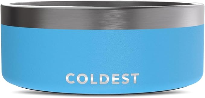 Coldest Dog Bowl - Anti Rust Metal, Non Slip, 3 Layers Insulated Stainless Steel Dog Bowls - Spill Proof & Heavy Duty - Water Bowl for Dogs, Cats & Pets, Dish Washer Safe (64 oz, Celestial Blue)