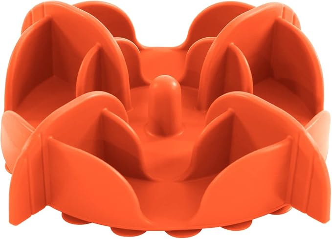 Jaoul Slow Feeder Dog Bowls Insert for Large Breed, 7 Inch Cuttable Slow Feeder Insert with 32 Octopus Suction Cups for Medium Large Size Dog Food Bowl (X-Large, Orange)