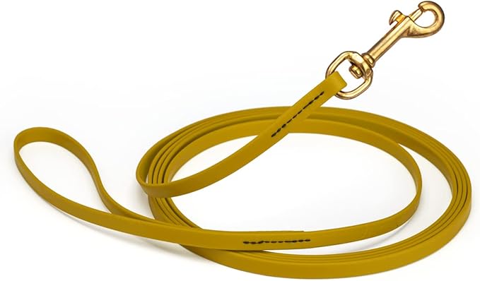 Viper Biothane K9 Working Dog Leash Waterproof Lead for Tracking Training Schutzhund Odor-Proof Long Line with Solid Brass Snap for Puppy Medium and Large Dogs, 10ft Treasure Gold