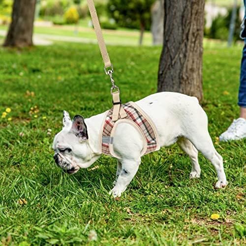 PUPTECK Adjustable Dog Harness Collar and Leash Set Step in No Pull Pet Harness for Small Medium Dogs Puppy and Cats Outdoor Walking Running, Soft Mesh Padded Reflective Vest Harnesses, Khaki M