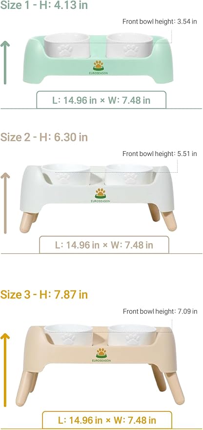 Premium Adjustable Height Ceramic Elevated Dog Bowl Set — Modern Ergonomic Raised Feeder for Small to Large Dogs | Luxury Non-Slip Tilted Stand, Easy to Clean Pet Feeding Station (Mint)