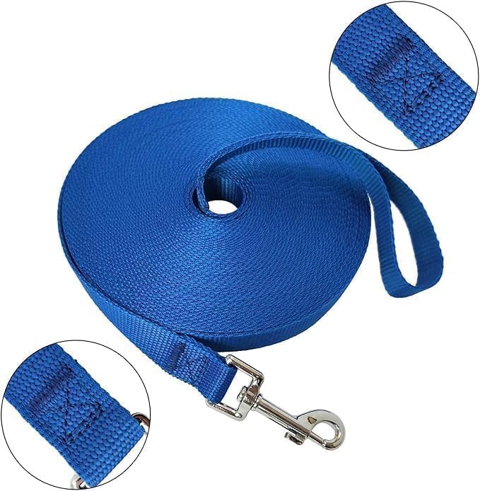 Nylon Training Dog Leash for Small Medium Large Dogs, 15ft 20ft 30ft 50ft 100ft Long Leash Dog/Puppy Lead for Obedience Recall Training, Camping