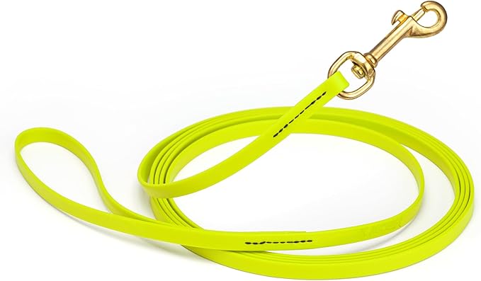 Viper Biothane K9 Working Dog Leash Waterproof Lead for Tracking Training Schutzhund Odor-Proof Long Line with Solid Brass Snap for Puppy Medium and Large Dogs, 33ft Safety Yellow