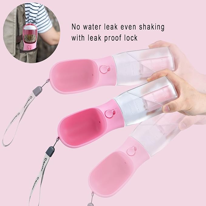 Dog Water Bottle with Food Container & Poop Bag Holder, Travel Water Bowl, Portable Pet Dispenser, Dog Gifts Stuff Accessories Items, Puppy Essentials for Yorkie Chihuahua Walking Hiking