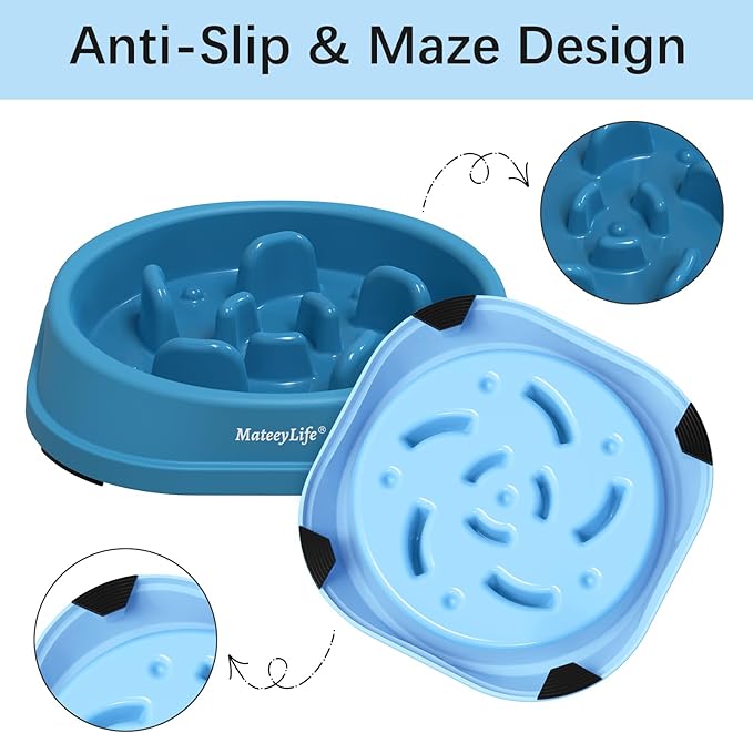 MateeyLife Small Slow Feeder Cat Bowls 2PCS, Anti-Choking Puzzle Cat Food Bowls, Anti-Slip Interactive Dog Feeding Slow Down Eating, Bloat Stop Maze Dishes Dog Feeder for Small Breeds 1 Cup