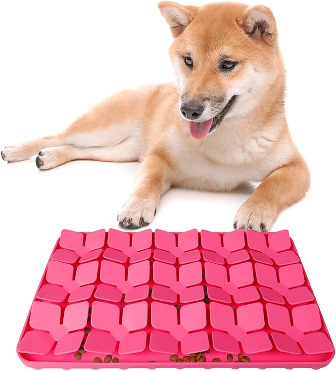 Snuffle Mat for Dogs,Premium Silicone Dog Food Mat 8“x13”Interactive Feed Game for Boredom,Encourages Natural Foraging Skills and Stress Relief for Medium Pets Smell Training Slow Feed Mat P