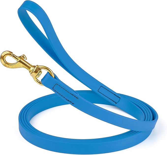 Viper Biothane K9 Working Dog Leash Waterproof Lead for Tracking Training Schutzhund Odor-Proof Long Line with Solid Brass Snap for Puppy Medium and Large Dogs, 15ft Cerulean Blue