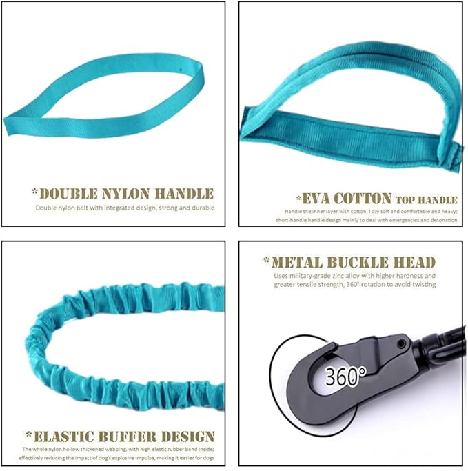 Xqpetlihai Tactical Dog Collar and Leash Set Adjustable Military Nylon Dog Collar with Control Handle and Heavy Duty Metal Buckle for Large Dogs（Blue XXL