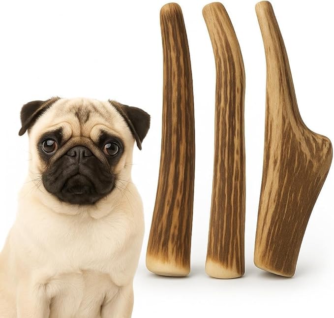 WhiteTail Naturals - Antlers for Small Dogs (3 Pack) Deer Antler Dog Chew Bones for Small Aggressive Chewers - Long Lasting Horn Chew Toys - Naturally Shed