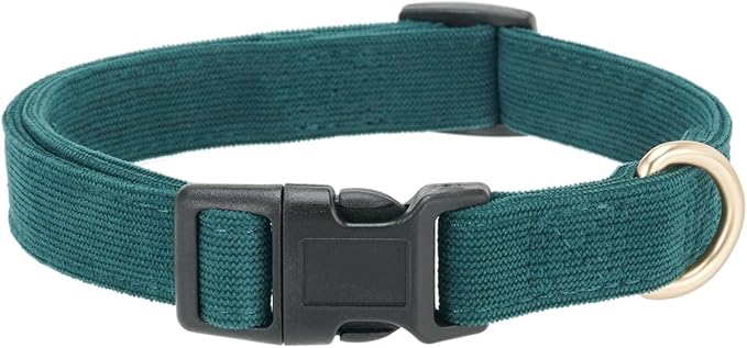 Soft Corduroy Fibric Dog Collar, Quick Side Release Buckle, for Large Dogs.(Green,Large:17-26")
