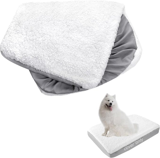 Dog Bed Covers Replacement Washable (Cover Only), Waterproof Warm Dog Mattress Cover Plush Dog Bed Cover-Easy to Remove, Plush Dog Pillow Cover, Soft and Comfortable Puppy Pet Bed Cover