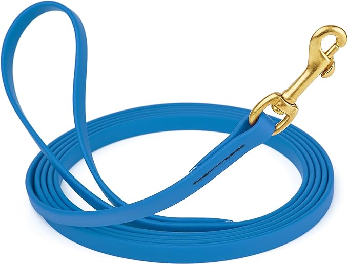 Viper Biothane K9 Working Dog Leash Waterproof Lead for Tracking Training Schutzhund Odor-Proof Long Line with Solid Brass Snap for Puppy Medium and Large Dogs, 33ft Cerulean Blue