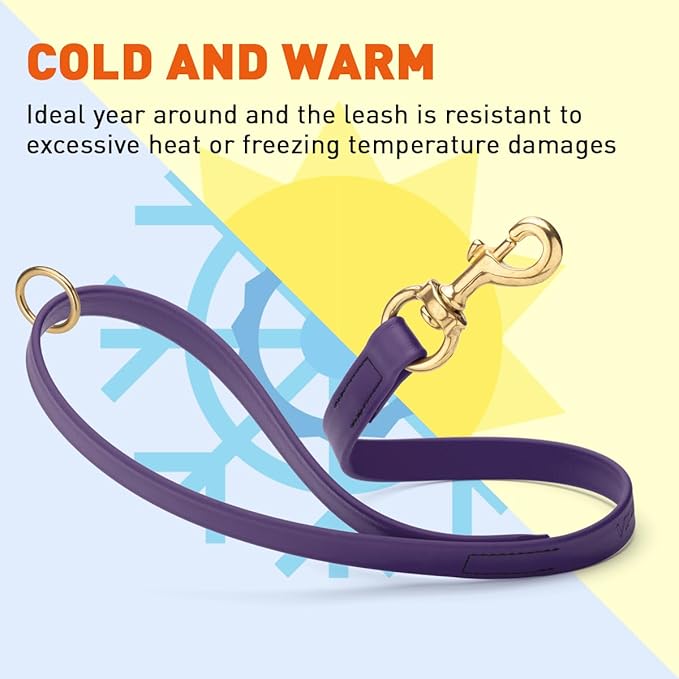 Viper Biothane K9 Working Dog Leash Waterproof Lead for Tracking Training Schutzhund Odor-Proof Long Line with Solid Brass Snap for Puppy Medium and Large Dogs 20in, Violet Purple