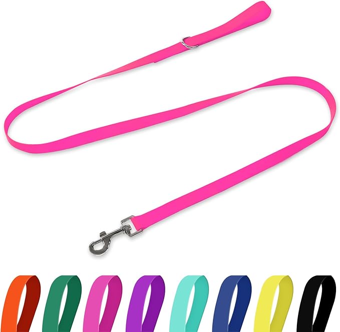 Waterproof Dog Leash, 5/6 FT Durable Odor-Proof Dog Leashes with Strong Metal Hooks Fits Small Medium or Large Dogs (Pink, 5FT - 3/4 inch Width)