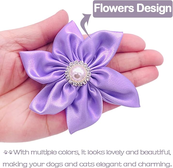 PET SHOW Valentines Small Dogs Flower Charms Slide Collar Accessories for Medium Large Dogs Cat Puppies Rabbit Pigs Collars Bows Grooming Supplies