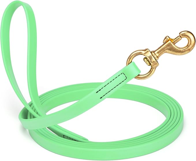 Viper Biothane K9 Working Dog Leash Waterproof Lead for Tracking Training Schutzhund Odor-Proof Long Line with Solid Brass Snap for Puppy Medium and Large Dogs, 15ft Sea Foam Green