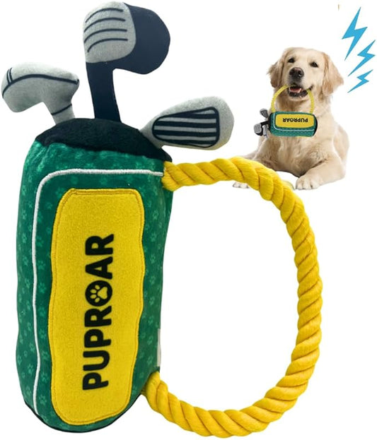 Golf Dog Toy – Dog Birthday Gift with Squeaker Rope & Crinkle, Fun & Interactive Puppy Birthday Toy & Funny Valentines Day Puppy Gift