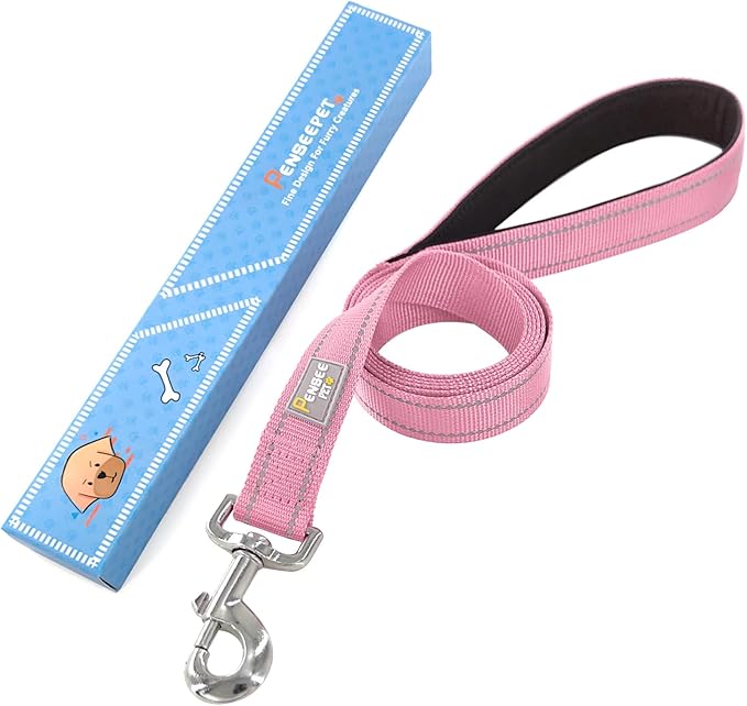 Dog Leash 6 FT Padded Handle Nylon Reflective Dogs Leashes for Small Dogs Pink