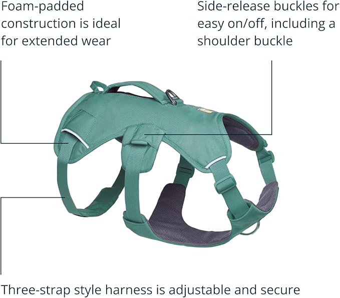 Ruffwear, Web Master, Multi-Use Support Dog Harness, Hiking and Trail Running, Service and Working, Everyday Wear, River Rock Green, Small