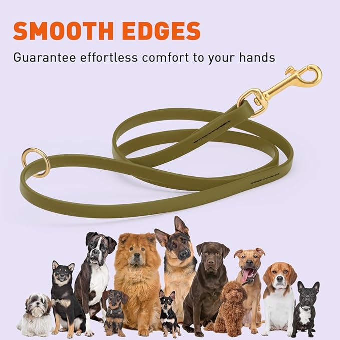 Viper Biothane K9 Working Dog Leash Waterproof Lead for Tracking Training Schutzhund Odor-Proof Long Line with Solid Brass Snap for Puppy Medium and Large Dogs 6ft, Olive Drab Green