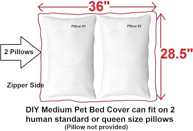 Dogbed4less Do It Yourself DIY Pet Bed Pillow Duvet Canvas Cover + Waterproof Internal case for Dog/Cat at Medium 36"X29" Black Color - Covers only