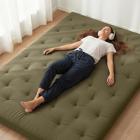 ZonLi Japanese Floor Futon Mattress Full Size 80"x 54", 100% Cotton Cover 2.5'' Thicken Tatami Mattress, Foldable Sleeping Pad, Portable Dormitory Tatami Mat