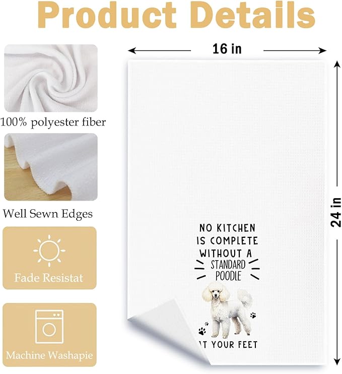 Funny Standard Poodle Hand Towels for Kitchen Home Bathroom Decor, A Kitchen is Not Complete Without A Standard Poodle Dish Towel, Dog Lovers Gift, 16×24 Inch