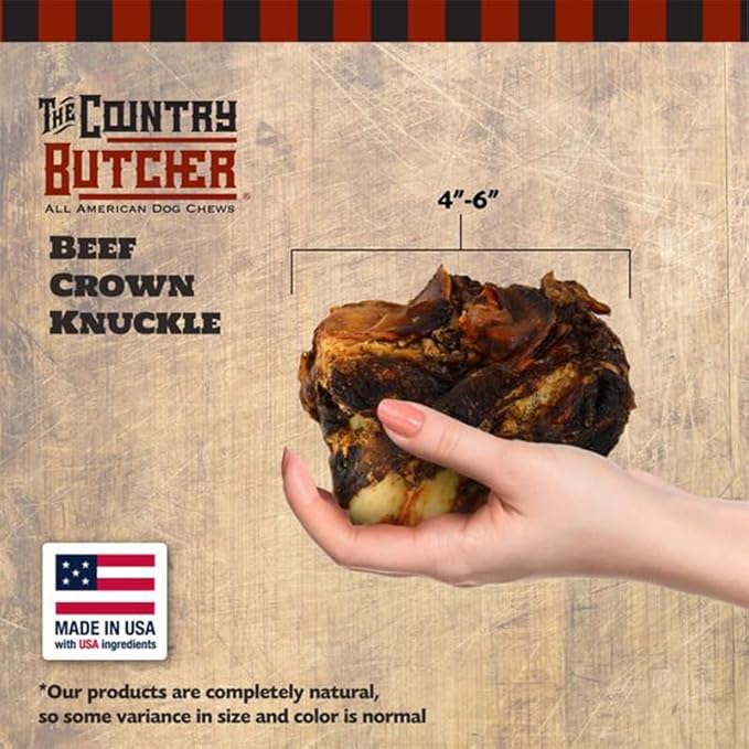 Beef Knuckle Dog Bones for Aggressive Chewers, Large and Medium Breed Dog Treat, Natural, Tough, Chew Toy, Made in The USA, 15 Count