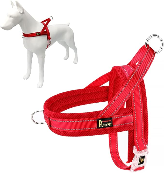Plutus Pet No Pull Dog Harness with Breathable Mesh Padded, Adjustable Reflective Escape Proof Dog Harness, Quick Fit Dog Vest Harness for Small Medium Large Dogs(M, Red)