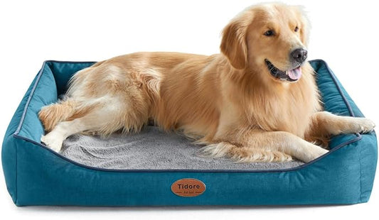 Orthopedic Dog Beds for Medium Dogs, Durable Egg Crate Foam Sofa Dog Bed wit Washable Removable Cover,Waterproof Lining,Pet Bed for Large Dogs (Peacock Blue, 39.4" L x 31.5" W x 7.4" Th)
