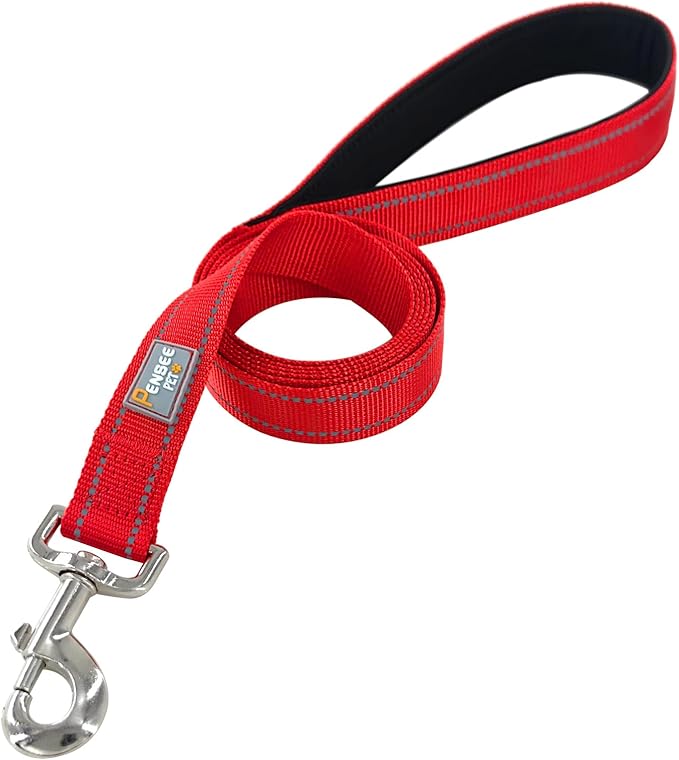 Dog Leash 6 FT Padded Handle Nylon Reflective Dogs Leashes for Small Dogs Red