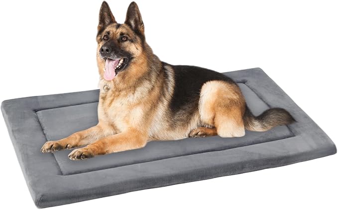 KHONSU PET Dog Bed Mat for Crate 1.1in Slim Cooling Pad Reversible Flannel & Waterproof Canva for Dogs up to 130 lbs