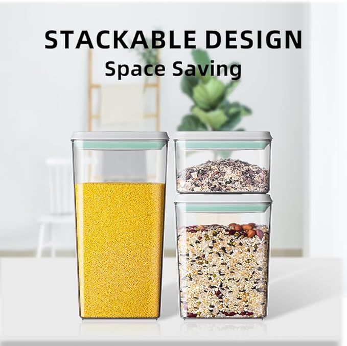 Ankou Airtight Food Storage Container Sets with Lids 6Pcs Pop Containers for Kitchen Pantry Organization BPA-Free Stackable Kitchen Storage Containers for Cereal Flour Sugar (0.5, 1.2, 1.8qt)*2