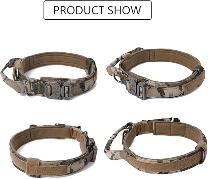 Xqpetlihai Tactical Dog Collar Adjustable Military Nylon Dog Collar with Control Handle and Heavy Duty Metal Buckle for Medium and Large Dogs (Camo,XXL)
