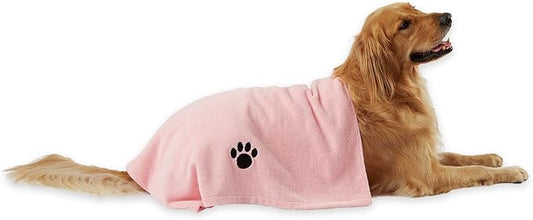 Bone Dry Pet Grooming Microfiber Towel, Embroidered Collection, X-Large,41x23.5, Pink (Pack of 12)