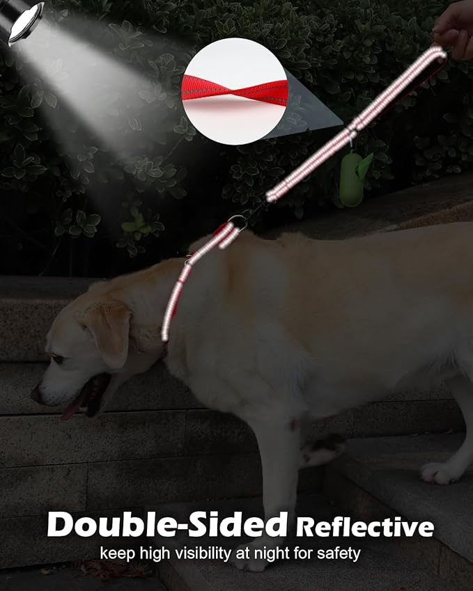 Joytale Strong Short Dog Leash 1FT, 1.2 Inch Wide, Heavy Duty, Padded Handle for Traffic Control, Reflective Leash for Medium and Large Dogs Walking Training, Red