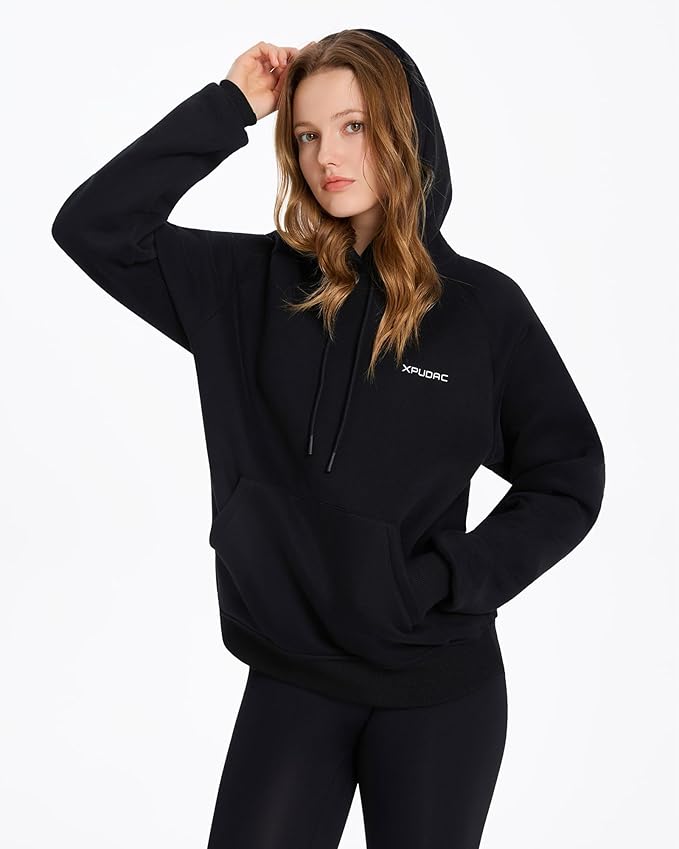 XPUDAC Matching Hoodie for Dogs and Humans Womens Hoodie Oversized Fleece Sweatshirts Long Sleeve Sweaters Pullover Fall Winter Clothes with Pocket, Black, 2XL