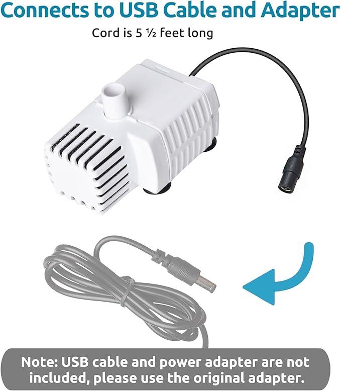 Replacement Pump for 100oz Stainless Steel D60 Pet Fountain, Upgraded Back-up Water Pump