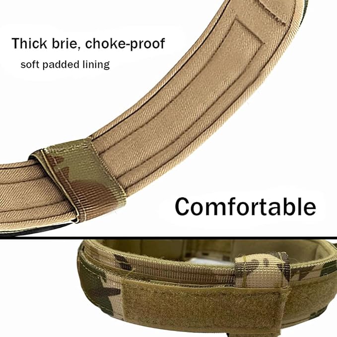Xqpetlihai Tactical Dog Collar and Leash Set Adjustable Military Nylon Dog Collar with Control Handle and Heavy Duty Metal Buckle for Large Dogs（Camo L