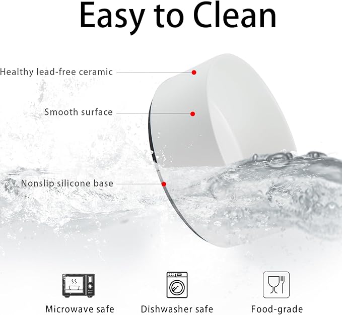Large Dog Bowls, Non Slip Heavy Ceramic Dog Food and Water Bowl with Silicone Base, 8" Pet Feeding Bowl for Small, Medium, and Big Dogs (White, 8 Inches)