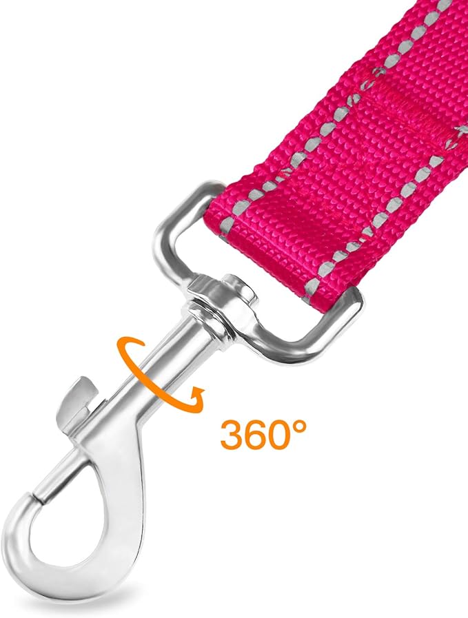 Joytale Dog Leash Heavy Duty for Large Medium Dogs, 6 FT Reflective Nylon Pet Walking Lead with Soft Padded Handle, Durable & Tangle Free for Training, Running & Safety Control, Hotpink