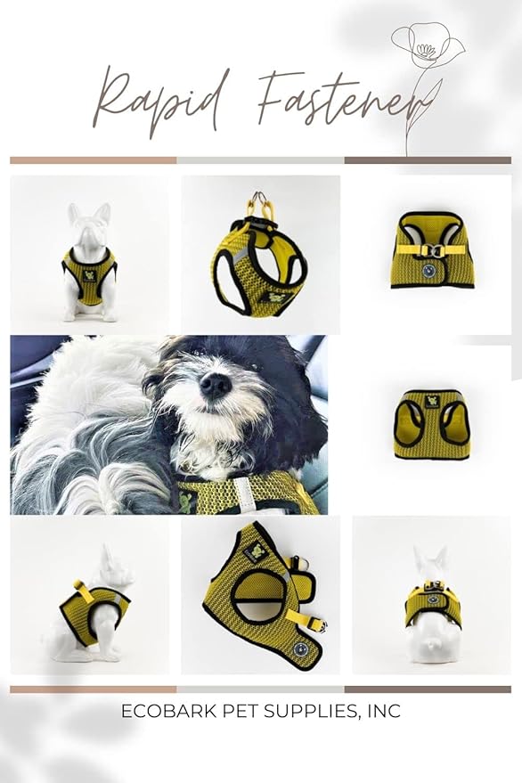 EcoBark Step in Dog Harness - Soft Mesh Dog Vest Harnesses for Puppies and Small Breed Dogs - Reflective and Adjustable No Pull Halter Harness - Mesh Comfort Padded Body Harness (Yellow, XS)