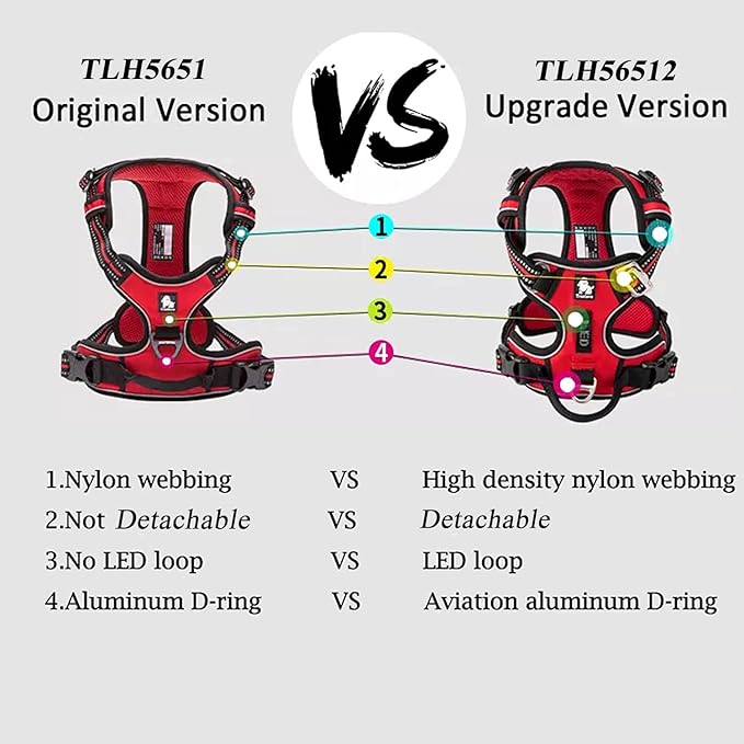 TRUE LOVE Dog Harness No Pull Nylon Reflective Pet Harness Adjustable Comfortable Control Step-in Brilliant Colors Truelove TLH56512 Red