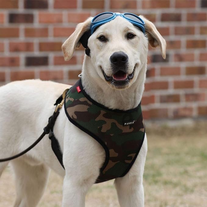 Puppia Soft Dog Harness No Choke Over-The-Head Triple Layered Breathable Mesh Adjustable Chest Belt and Quick-Release Buckle, Camouflage, XX-Large
