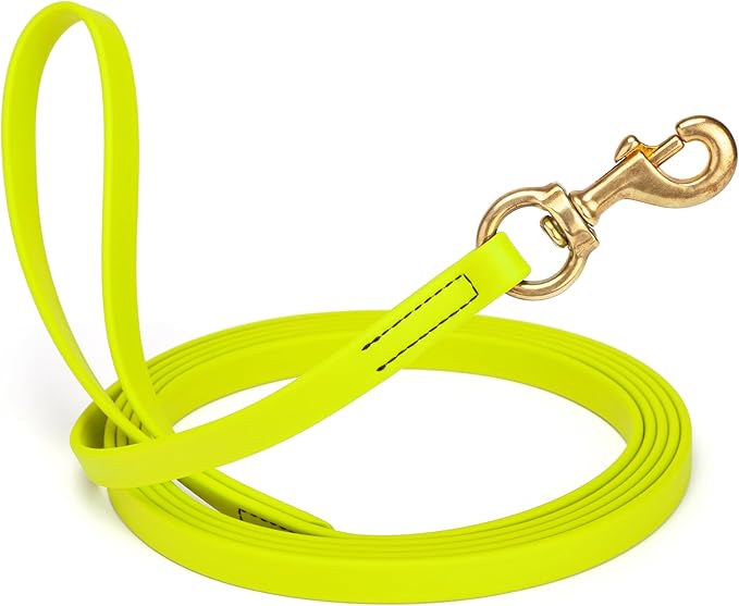 Viper Biothane K9 Working Dog Leash Waterproof Lead for Tracking Training Schutzhund Odor-Proof Long Line with Solid Brass Snap for Puppy Medium and Large Dogs, 33ft Safety Yellow