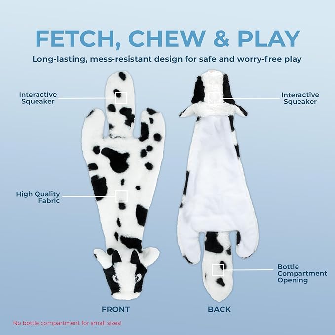 Best Pet Supplies Squeaky Dog Toys with Soft Durable Fabric for Small, Medium and Large Pets Interactive Toy for Indoor Play, Supports Active Biting and Play - Cow, Monkey, Large