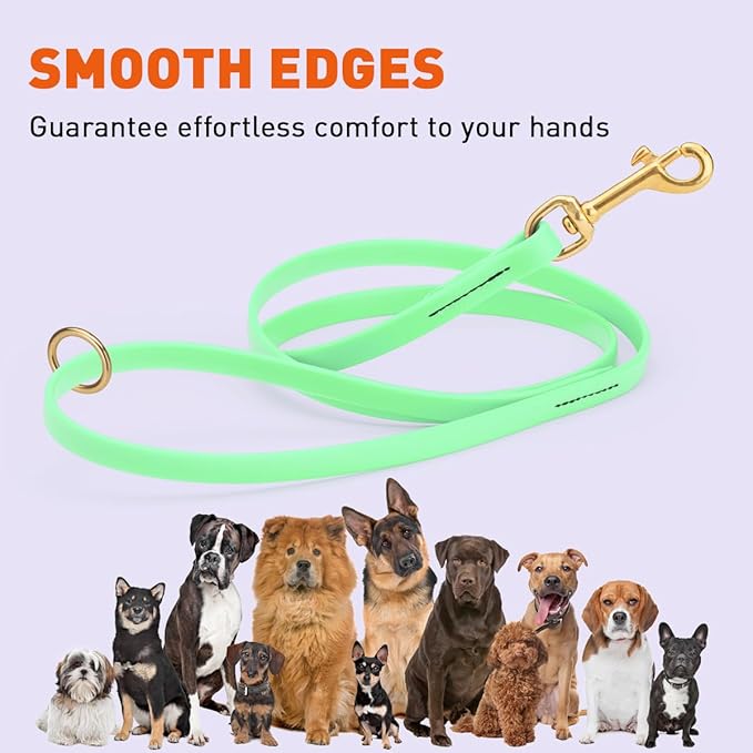 Viper Biothane K9 Working Dog Leash Waterproof Lead for Tracking Training Schutzhund Odor-Proof Long Line with Solid Brass Snap for Puppy Medium and Large Dogs 6ft, Sea Foam Green